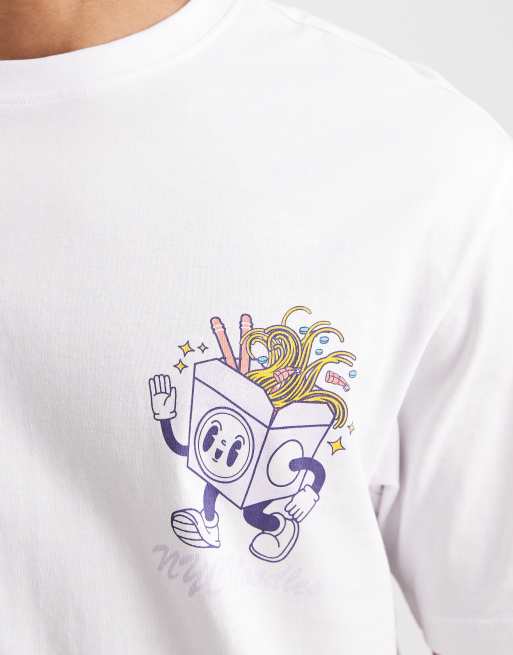 Only & Sons - Hvid T-shirt med afslappet pasform og nudleprint på ryggen, 4 af 5