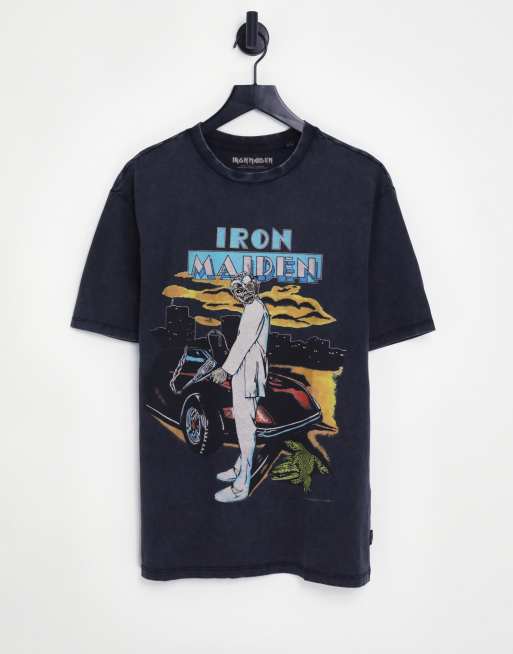 Only & Sons Iron Maiden oversized t-shirt with chest and back print in black 