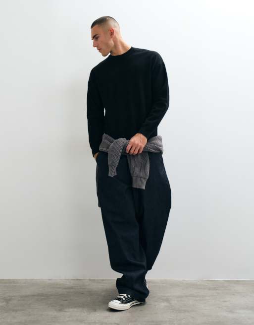 ONLY & SONS jacquard crew neck knit sweater in black, 2 of 5