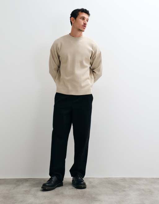 ONLY & SONS jacquard crew neck knit sweater in cream, 3 of 5