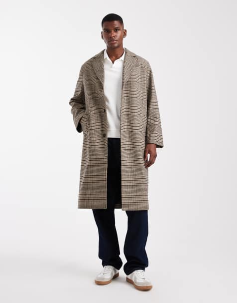 ONLY & Sons - Jas met verlaagde schouders, lange pasvorm en pied-de-poule in bruin - view 1