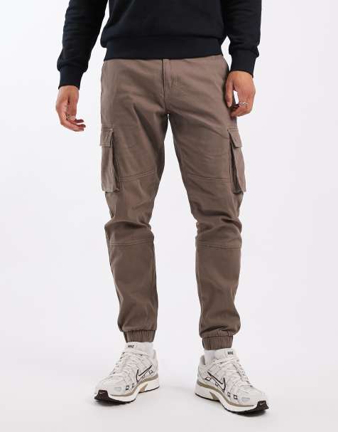 ONLY & SONS tapered cuffed cargo trouser in light brown