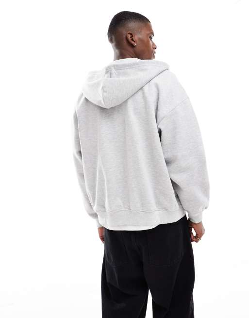 Only & Sons – Jasnoszara zapinana na zamek bluza oversize z kapturem, 3 z 4