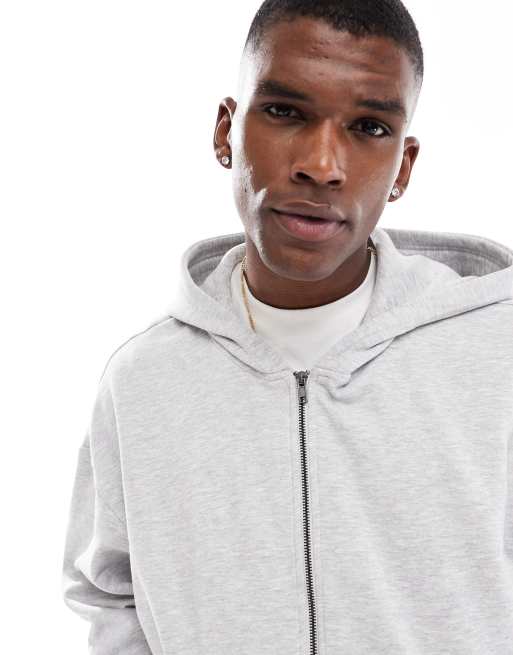 Only & Sons – Jasnoszara zapinana na zamek bluza oversize z kapturem, 4 z 4