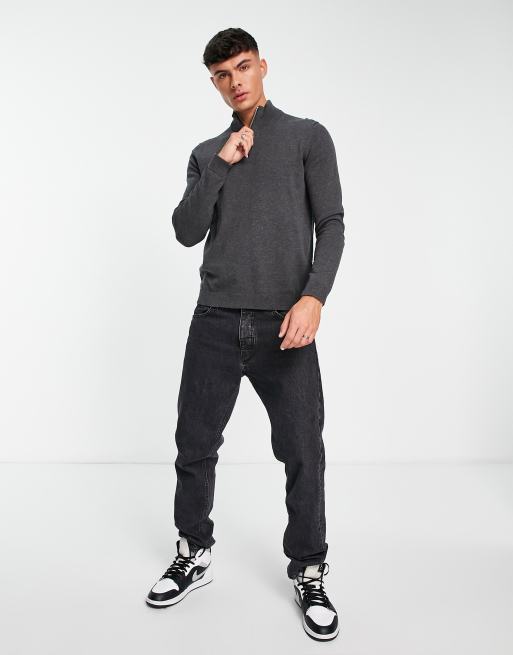 Only & Sons – Jasnoszary melanżowy sweter z zamkiem pod szyją, 4 z 4