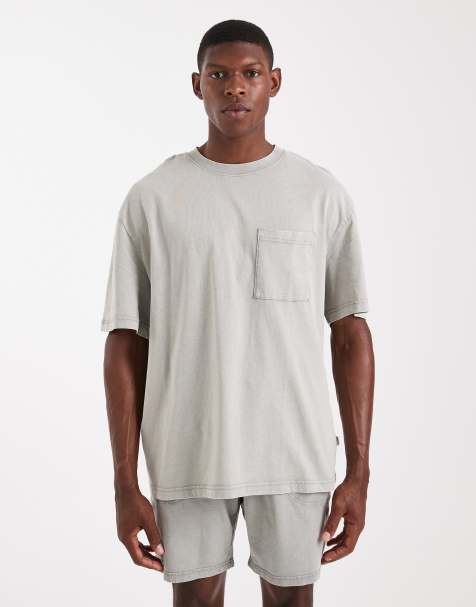 ONLY & SONS – Jasnoszary T-shirt super oversize z efektem sprania, część zestawu - view 1