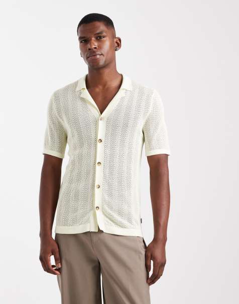 ONLY & SONS open knit shirt in light sage