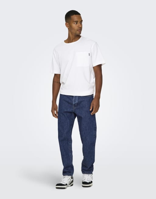 ONLY & SONS - Jean ample en denim - Bleu moyen