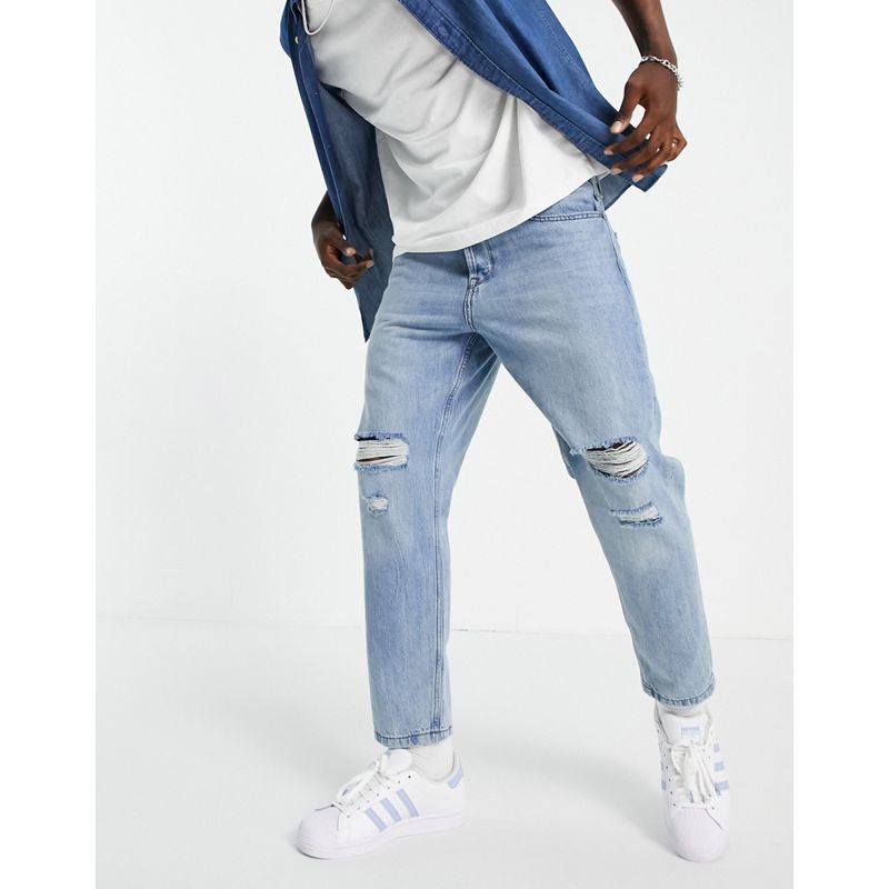 Jeans Uomo Only & Sons - Jeans affusolati con strappi e lavaggio azzurro