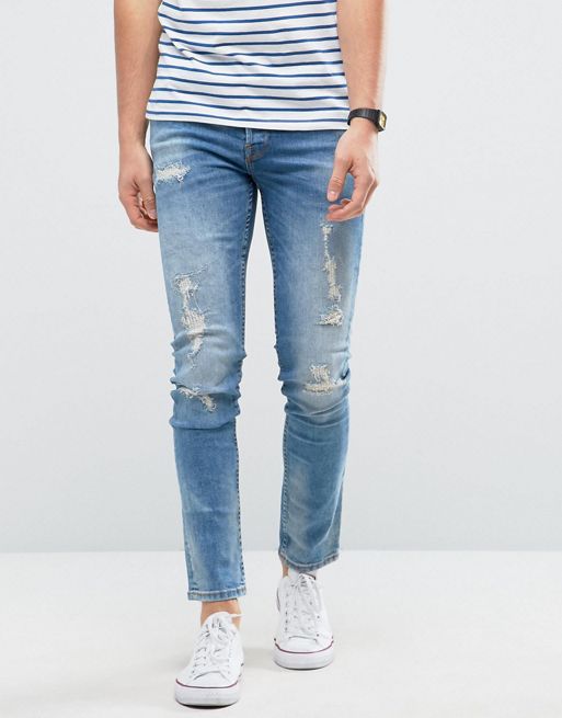 Only & Sons Jeans in Slim Fit with Heavy Repair Detail | ASOS