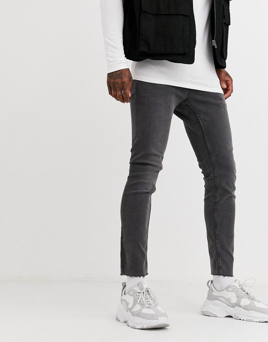 Only & Sons - Jeans skinny cropped con bordi grezzi grigio slavato