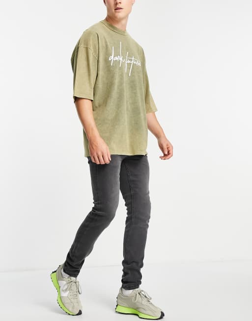 Only & Sons - Jeans skinny nero slavato