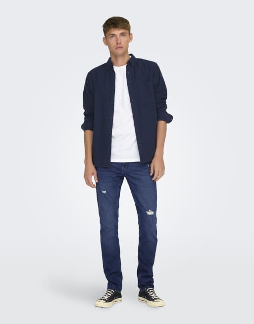 Only & Sons - Jeans slim blu scuro denim
