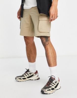 Only & Sons jersey cargo shorts in beige