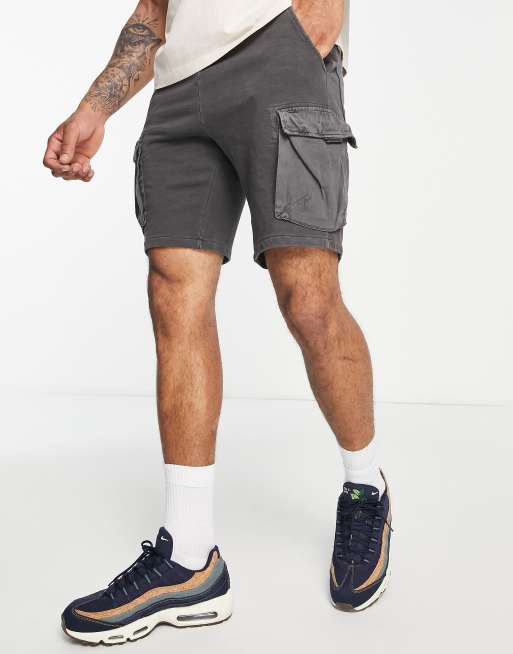 Only & Sons - Jersey cargoshort in donkergrijs