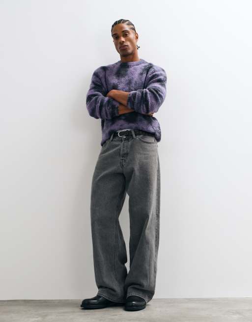 ONLY & SONS jersey de punto de corte holgado con cuello redondo en tie dye morado, 3 de 5