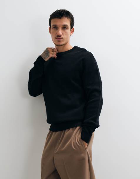 ONLY & SONS - jersey de punto de cuello redondo y corte holgado en negro - view 1