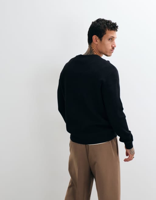 ONLY & SONS - jersey de punto de cuello redondo y corte holgado en negro, 5 de 5