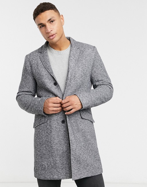 Only & Sons jersey overcoat in grey