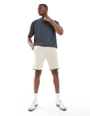 Only & Sons Jersey Sweatshirt Fabric Shorts In Neutral