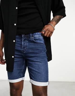 ONLY & SONS jog denim shorts in dark wash