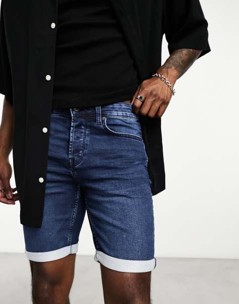 ONLY & SONS jog denim shorts in dark wash - view 1