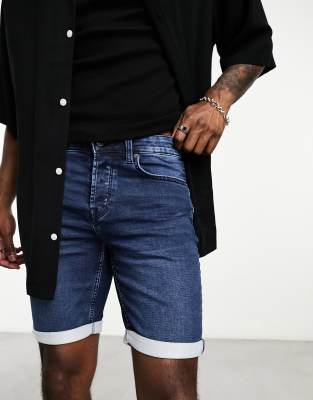 Sons - Jogging-Jeans-Shorts in dunkler Waschung-Blau Blau L