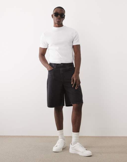 ONLY & SONS - Jorts i forvasket sort denim, 5 af 5