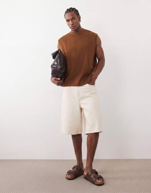 ONLY & SONS jorts in cream denim, 3 of 7