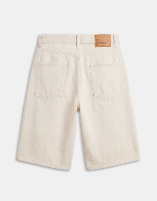 ONLY & SONS jorts in cream denim, 7 of 7