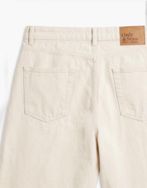 ONLY & SONS jorts in cream denim, 8 of 8
