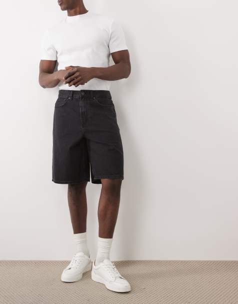 ONLY & SONS jorts in washed black denim - view 1