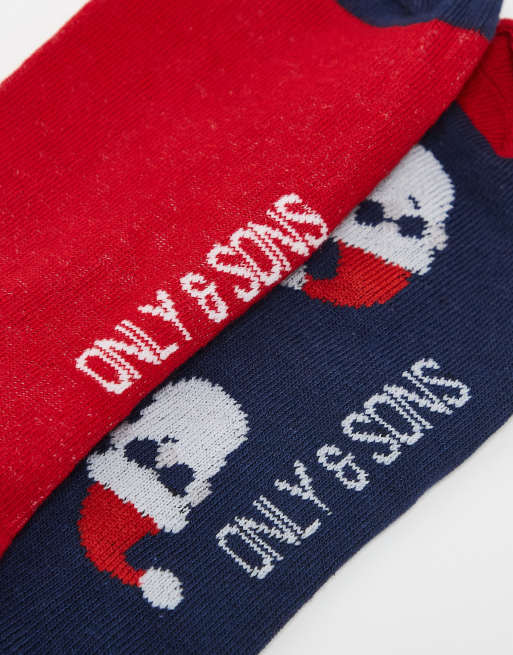 Only & Sons - Jul - Gaveæske med 4 par sokker med forskellige print, 2 af 3