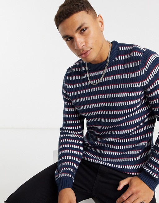 Only & Sons jumper in blue pattern