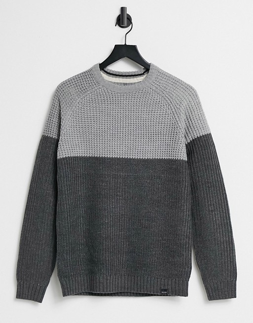 Only & Sons jumper in chunky knit two tone grey