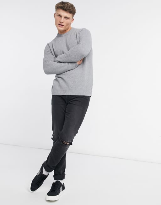 Only & Sons jumper in textured grey, 4 of 4