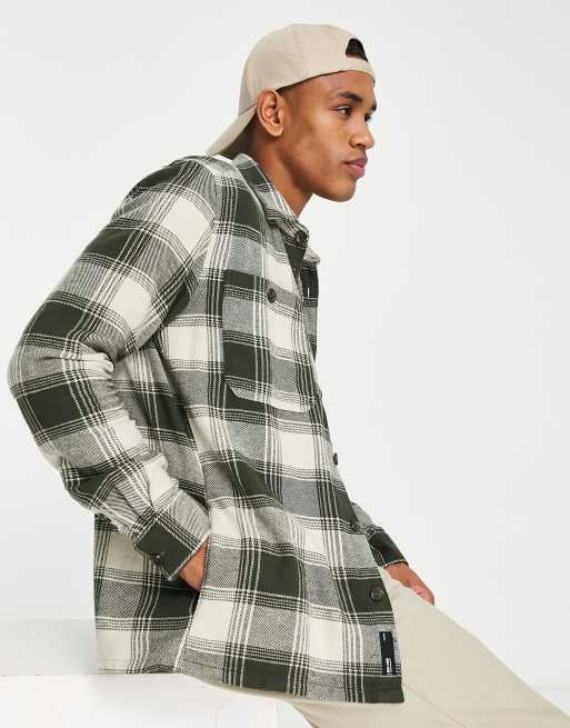 Only & Sons - Kakifarvet ternet overskjorte med brystlommer