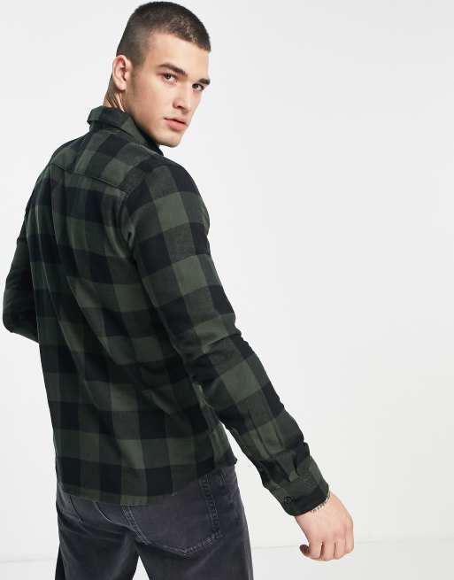 Only & Sons - Kakigrøn skjorte i slim fit med buffalotern, 2 af 4