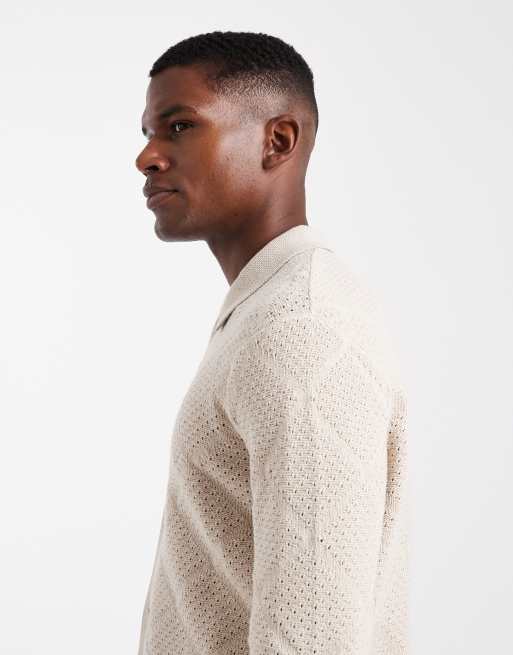 Only & Sons – Kamiennobeżowy sweter z teksturowanym wzorem w romby, 4 z 5