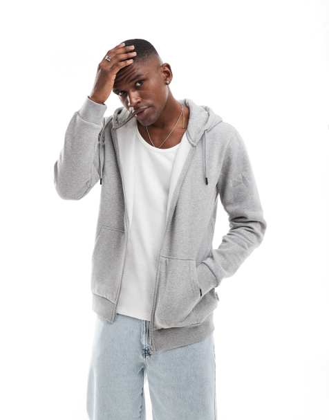 Only & Sons – Kapuzenjacke mit durchgehendem Reißverschluss in Hellgrau - view 1