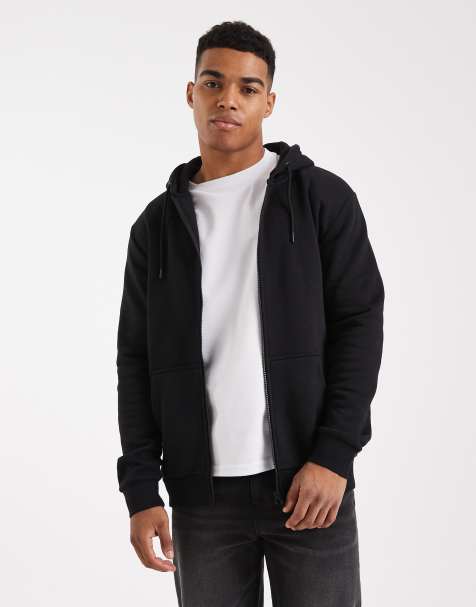 Only & Sons – Kapuzenjacke mit durchgehendem Reißverschluss in Schwarz - view 1