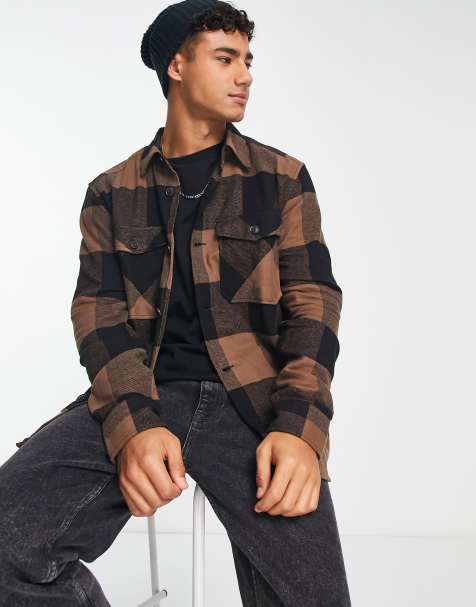 Only & Sons – Karierte Hemdjacke in Braun mit Brusttaschen - view 1