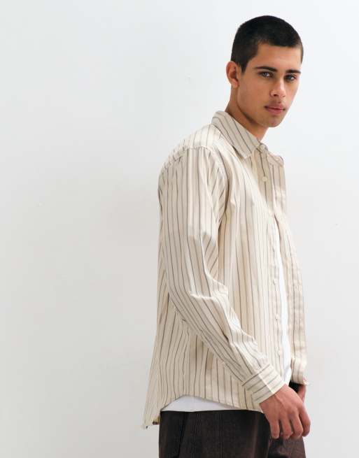 ONLY & SONS katoenen poplin overhemd met crème strepen, 4 van 10