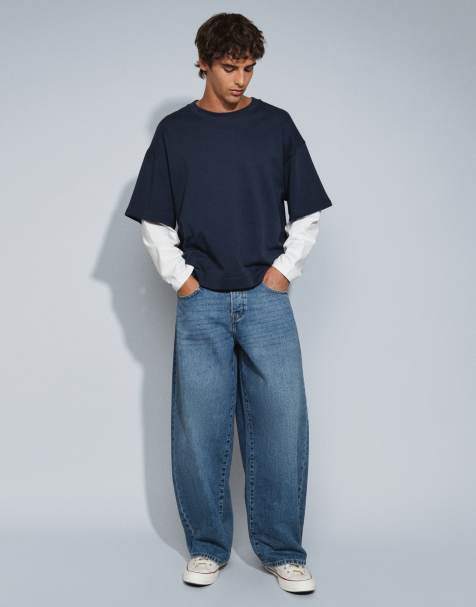ONLY & SONS Kayce Barrel-Fit-Jeans in dunkelblauem Denim - view 1