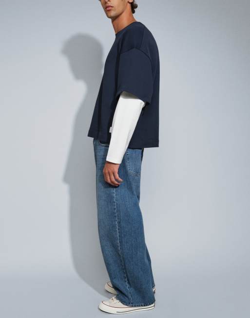 ONLY & SONS Kayce Barrel-Fit-Jeans in dunkelblauem Denim, 2 von 5