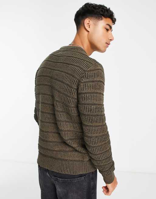 Only & Sons – Khakifärgad, ribbstickad tröja med struktur, 2 av 4