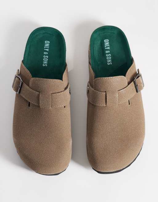 ONLY & SONS - Klompen van imitatiesuède met gesp in greige, 3 van 4