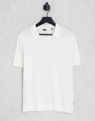 Only & Sons Oversize Textured Revere Polo In White In White