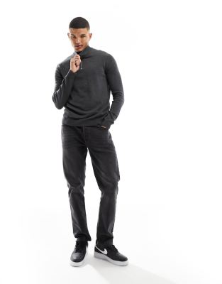Only & Sons Knit Half Zip Sweater In Gray