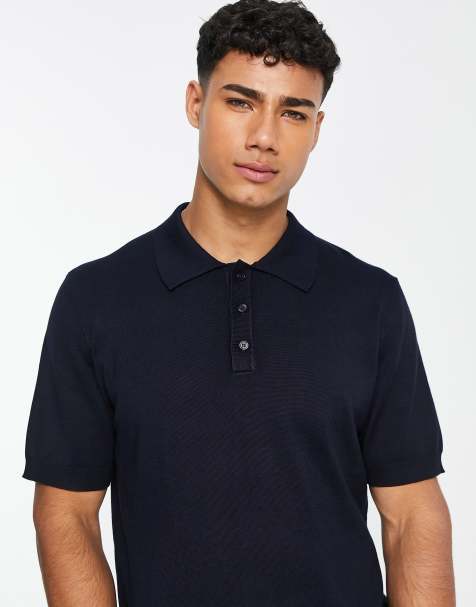 Only & Sons knit polo in navy - view 1